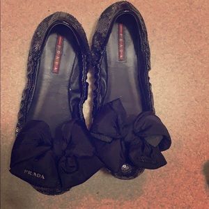 Prada black sequin flats